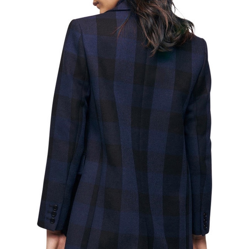 NWT $525 MAJE GOLDAN COAT in a Black / Navy Checkered Print - size 34 / US XS! - Picture 9 of 9